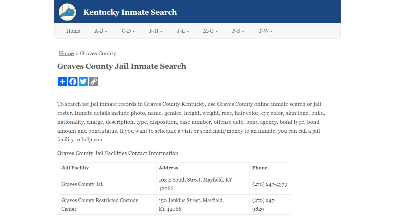 Graves County Jail Inmate Search